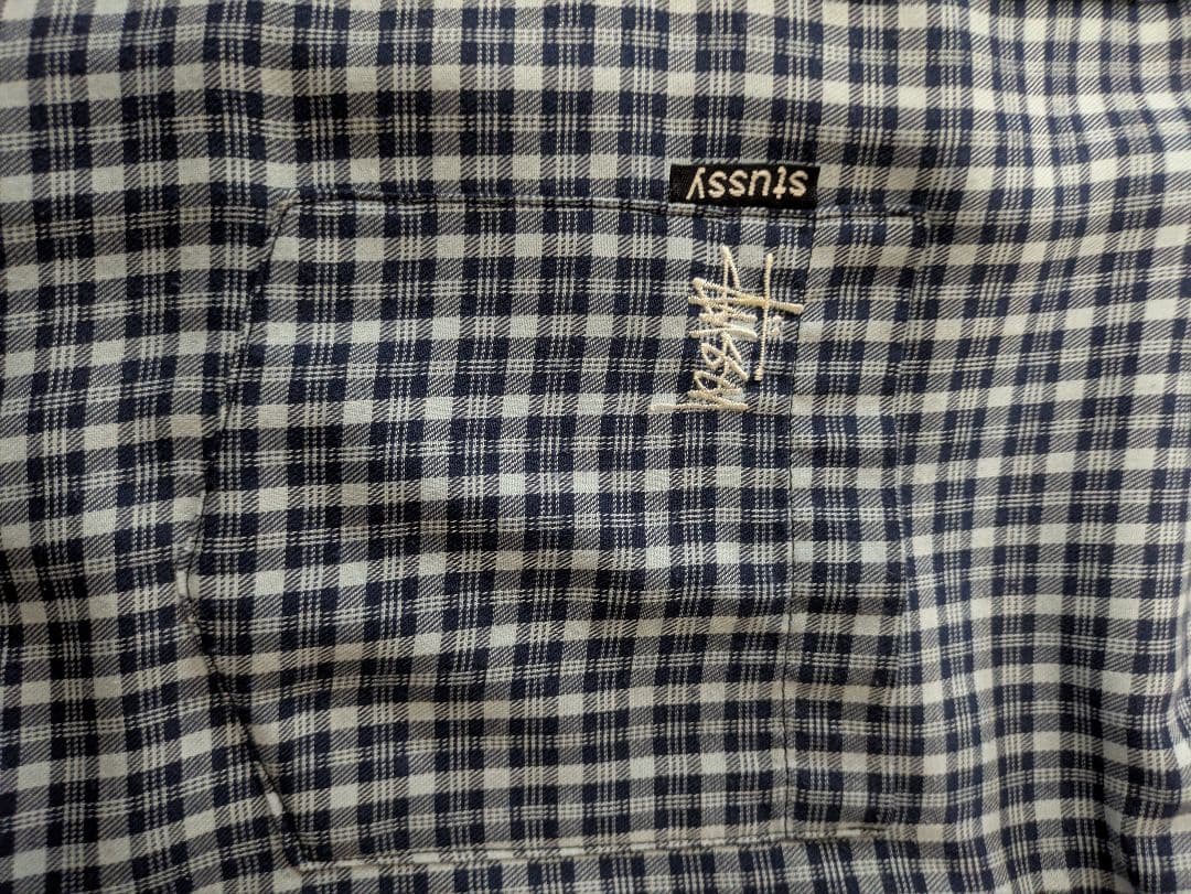 激熱 90s 紺タグ STUSSY ステューシー 刺繍 ボタンダウンシャツ M