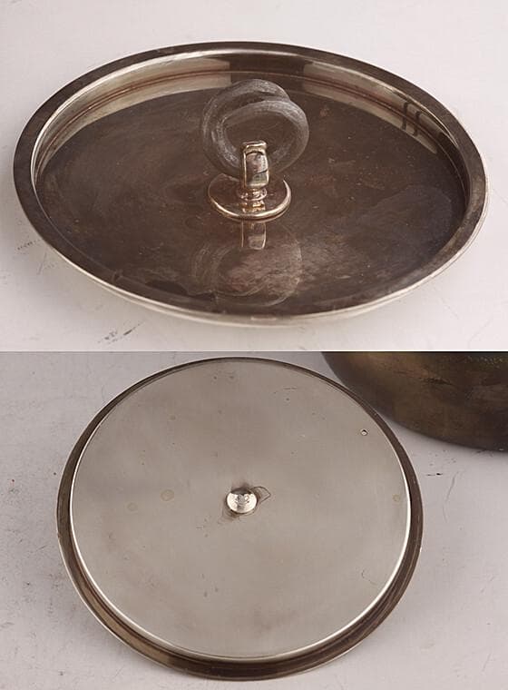 ◇北村靜香 造 銀瓶 純銀 南鐐平安形瓶 鉄の釣手◇検）真鍋静良 光玉堂