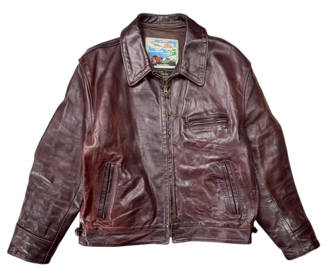 ビッグサイズ エアロレザー 馬革 ホースハイド ハイウェイマン チェリー 44