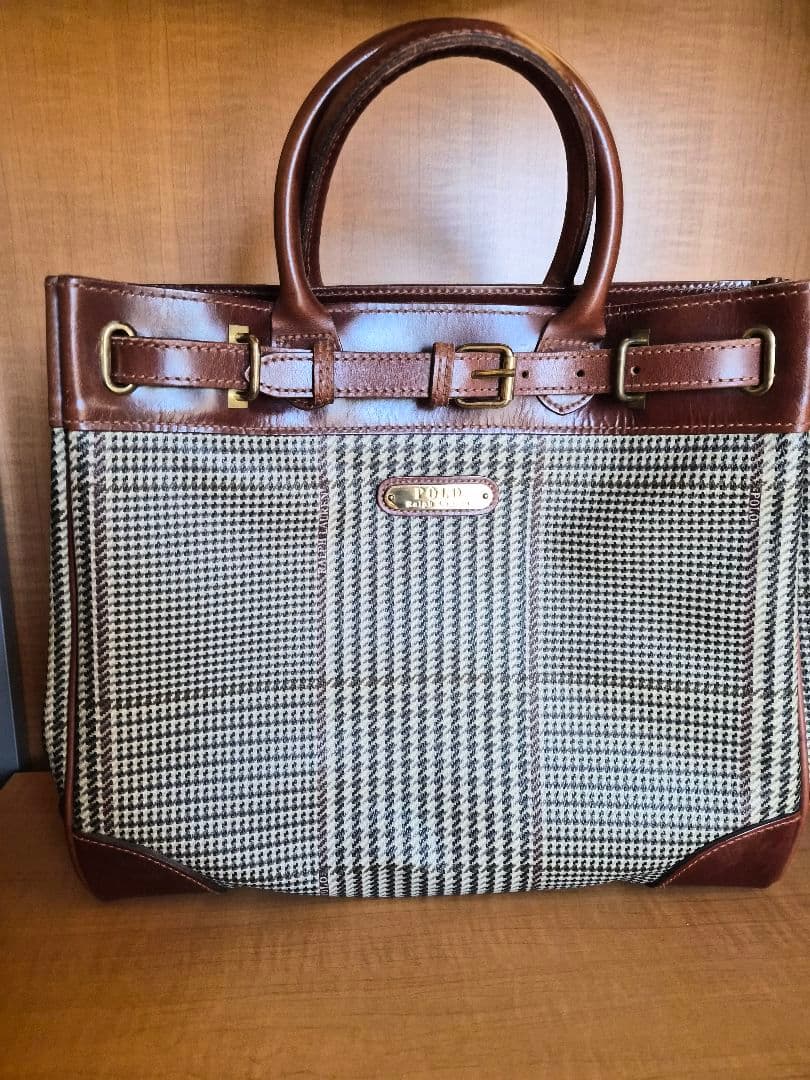 ポロ ラルフローレン　ハンドバッグ 千鳥柄 PVC　ヴィンテージ