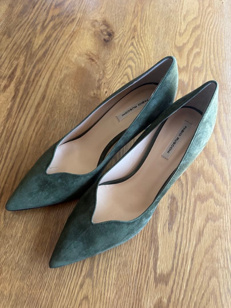 【新品】ファビオルスコーニ　オリーブグリーン スエード ハイヒール 39インチ