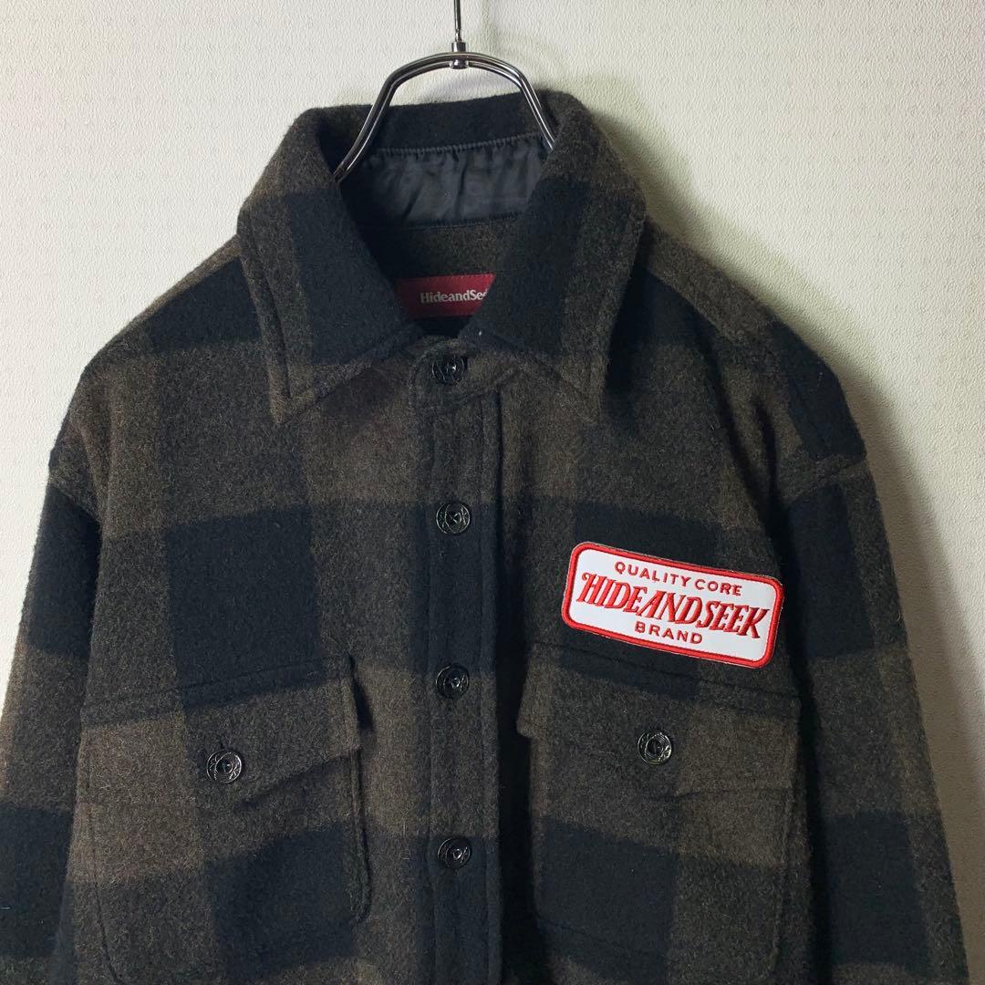 HIDE AND SEEK ウールシャツジャケット CPO ブラウン ブラック - メルカリ