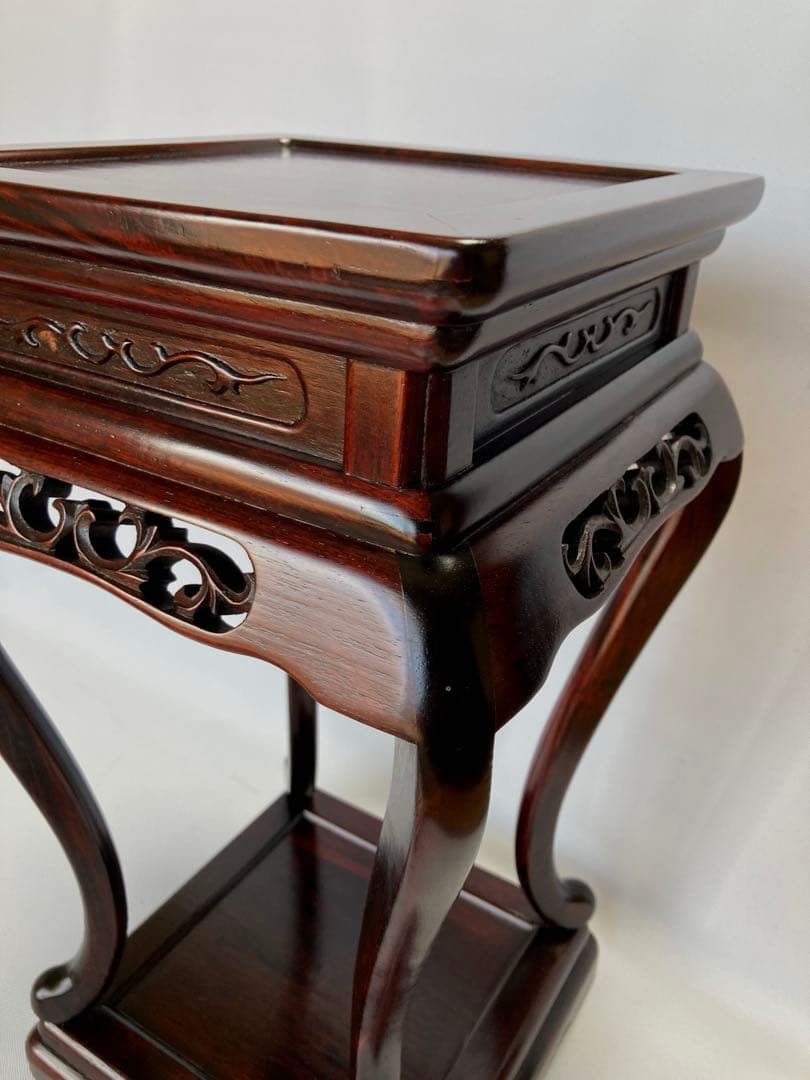 飾り台 盆栽台 花台 香炉台 茶華道具 透かし彫り GA7