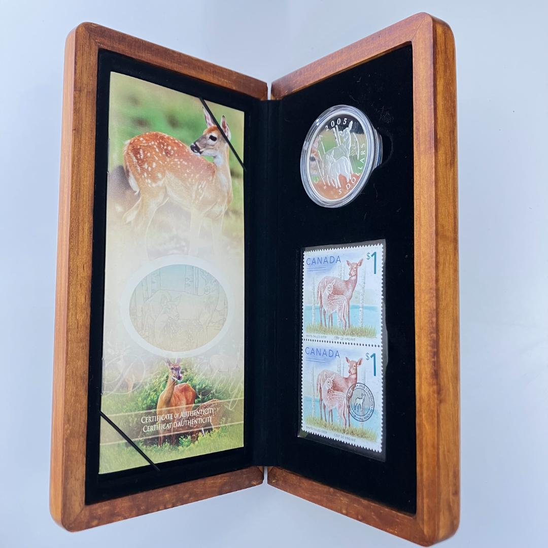 カナダ造幣局発行 オジロジカの親子 記念＆切手セット 2005年
