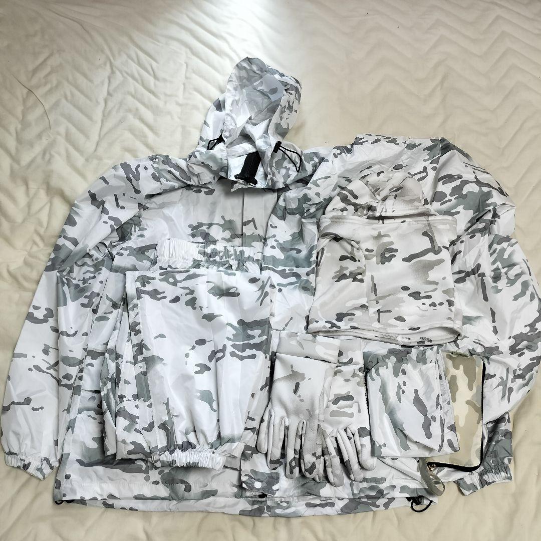 最終値下 雪地迷彩 レインスーツ リュックカバー バラクラバ 手袋 傘 L