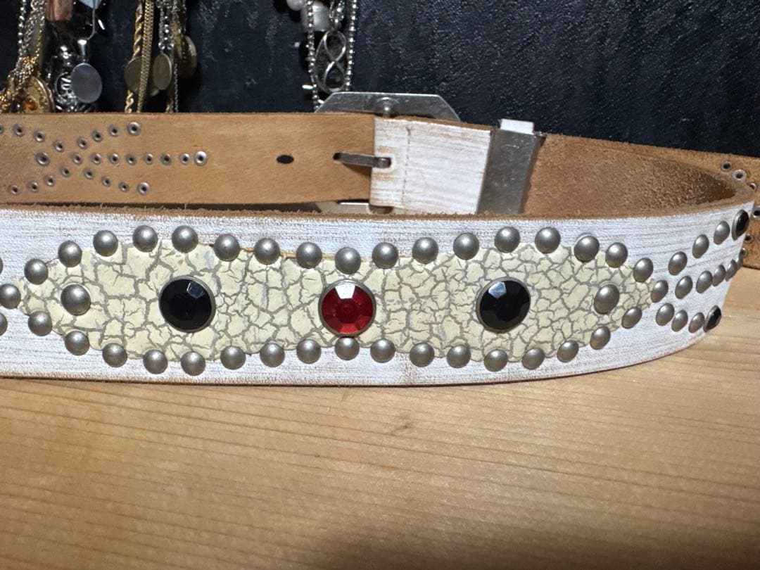 Vintage 白 本革 レザーベルト - jon-w.jp