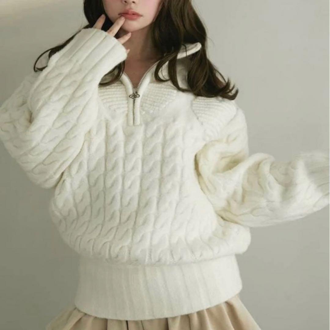 andmary heart loose knit white タグ付き新品