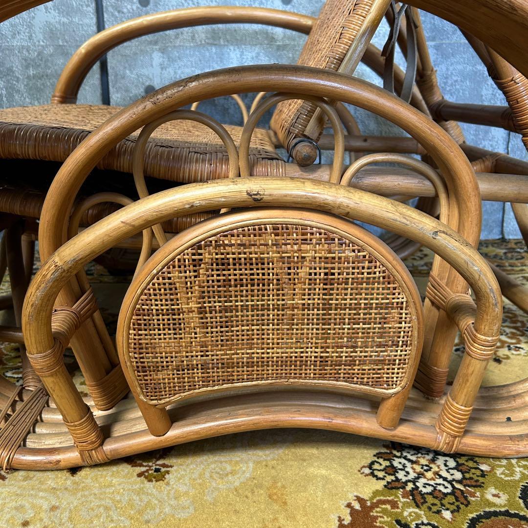 籐家具꧂ラタンリクライニングチェア いす イス 椅子 昭和レトロ