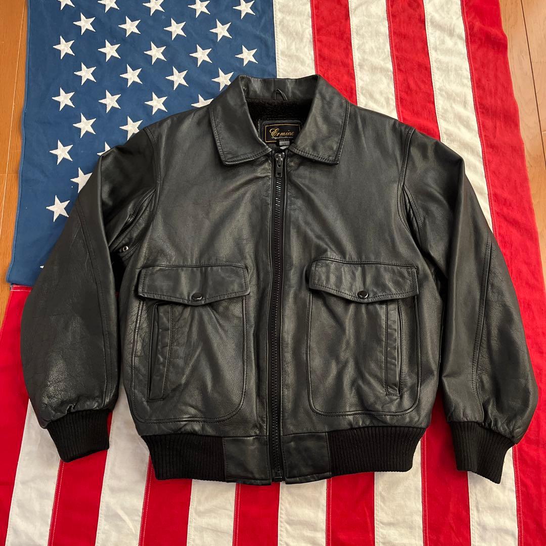 90s ビンテージ レディース レザー フライトジャケット G1 A2 黒 L