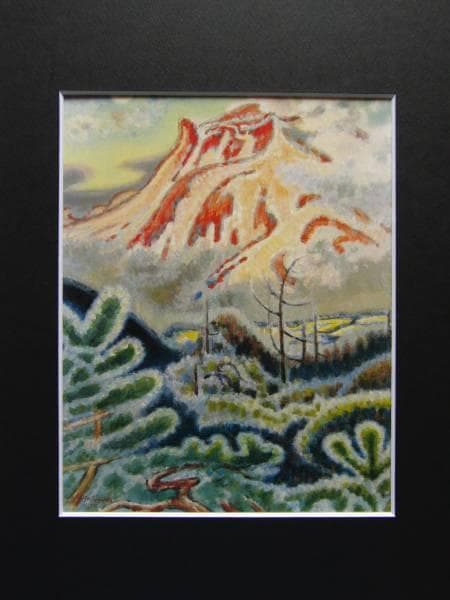 小山敬三、紅浅間有明月、豪華・希少・大判画集画、新品高級額・額装付