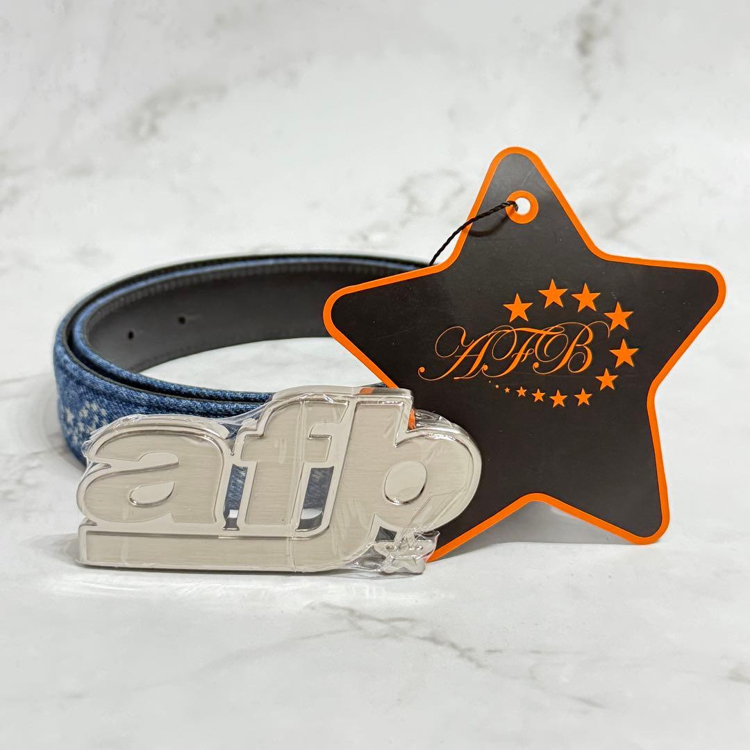 【未使用品】 AFB ロゴバックル デニム ベルト Mサイズ / 80～85cm