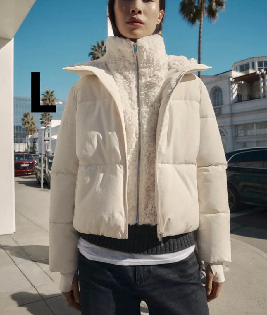 ZARA ザラ　フェイクシープスキンフード付き撥水ウィンドブレーカーアノラック ZARA フェイクシープスキンフード付き撥水ウィンドブレーカー