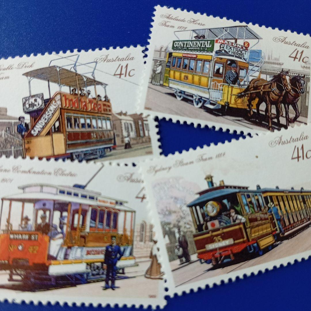 9613 外国切手 オーストラリア 1989年 トラム 「歴史的な路面電車」4種