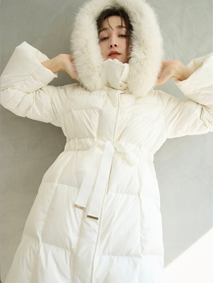 frayid フードファーロングダウンコート