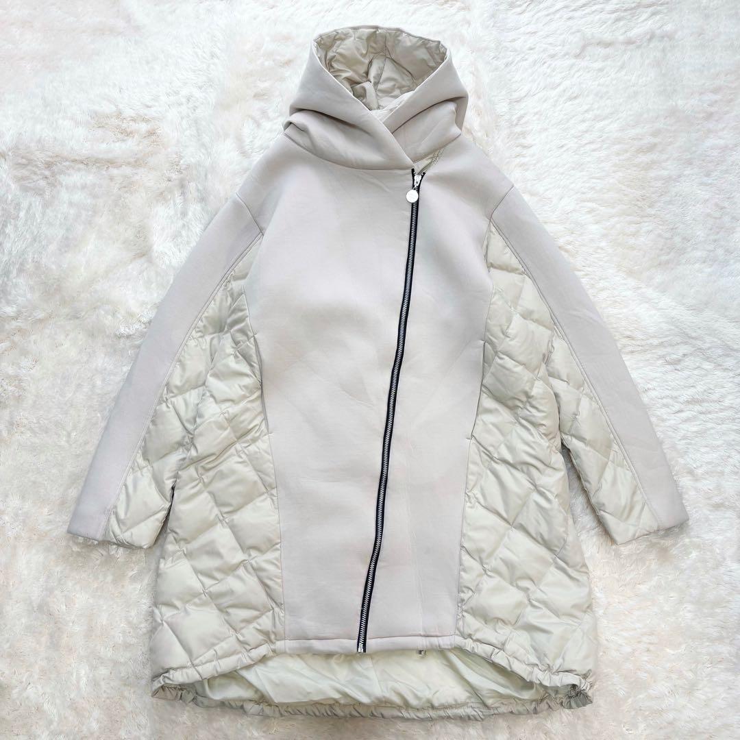 マルシャルテル ロングダウンパーカー ドッキング 異素材 フーディー 定番 M