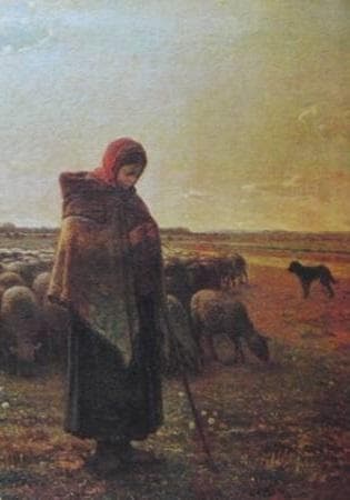 ジャン＝フランソワ・ミレー、【羊飼いの少女】、希少な額装用画集より