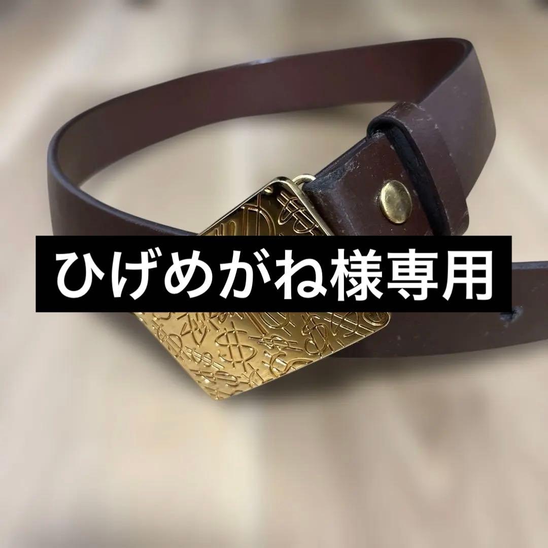 【激レア】OLD STUSSY マネー柄 ゴールドバックル レザーベルト S/M