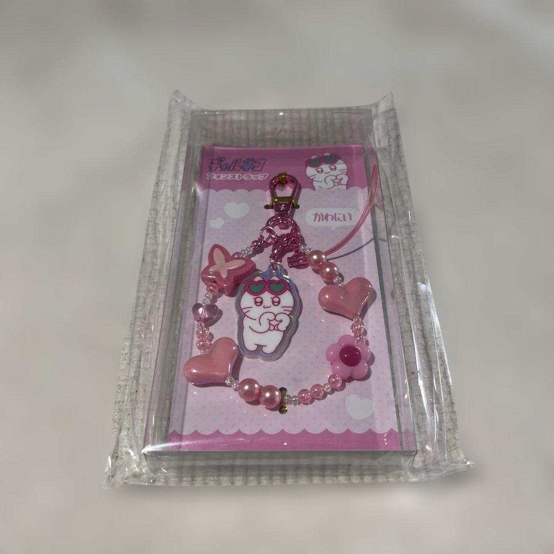 ギャルネコ　フォンストラップ　チャーム　ピンク