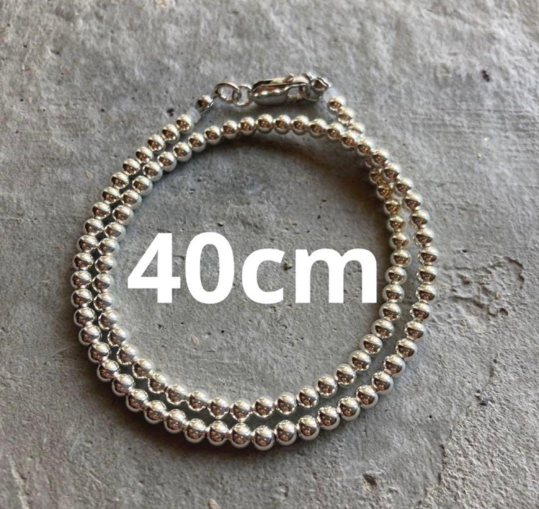 シルバー925製ラウンドビーズネックレス40cmナバホパールボールチェーン