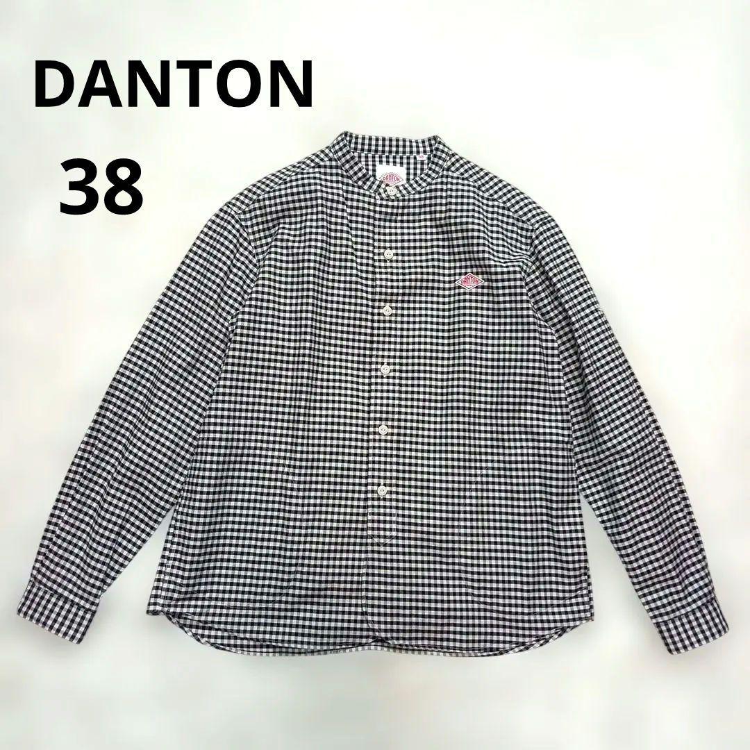 ダントン　オックスフォードギンガムチェックバンドカラーシャツ　38