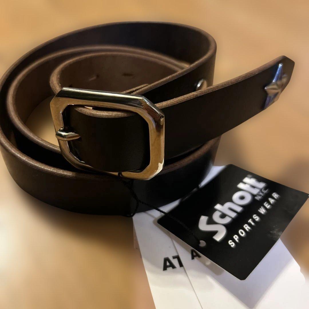 送料無料！新品　タグ付Schottブラックレザーベルト　3129046本革　34