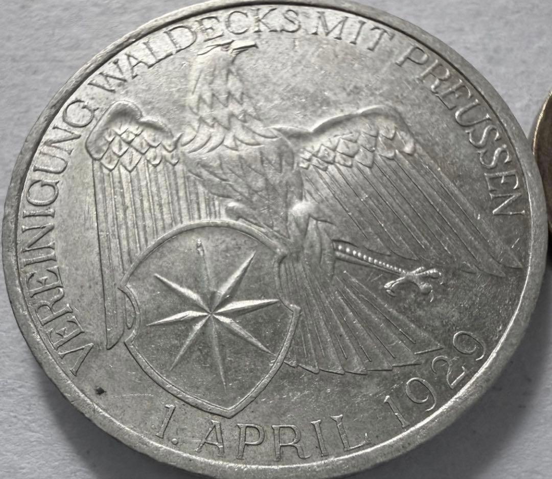 招*@様 1929年Aドイツ　 ヴァルデック3ライヒスマルク銀貨　ハイグレード ドイツ ワイマール共和国 3マルク 1929年 憲法制定10周年 NGC MS64
