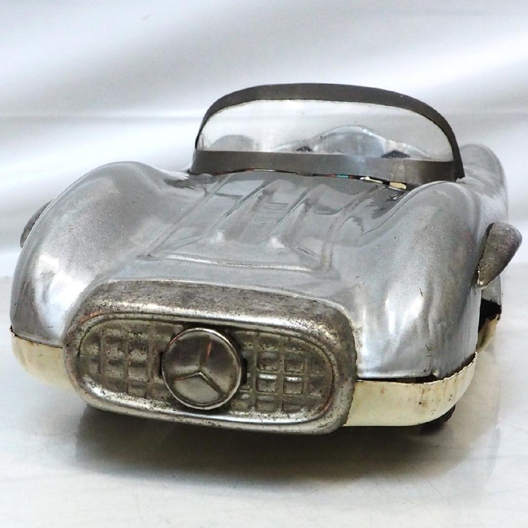 旭玩具メルセデス ベンツ300SLR屋根欠シルバーtinブリキtoy car箱無