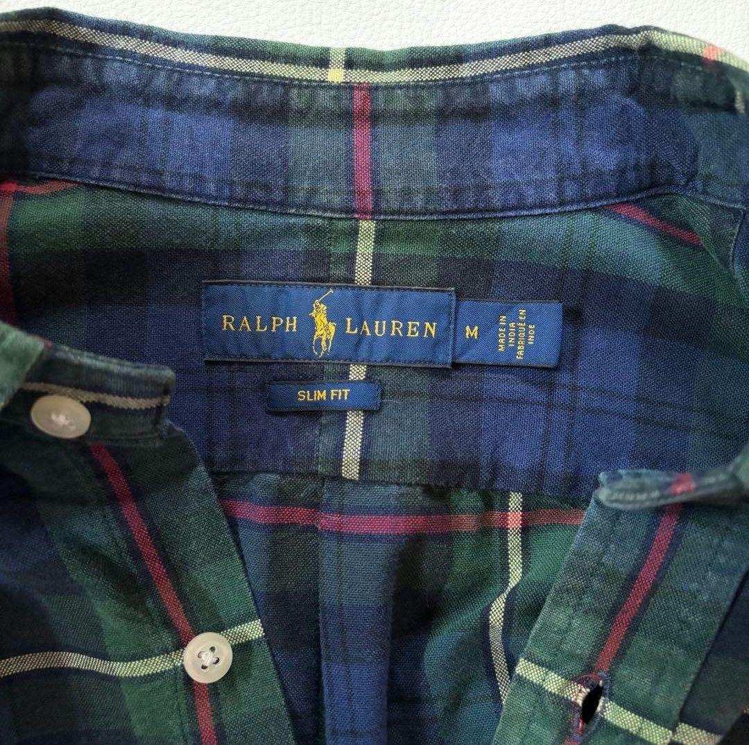 ラルフローレン タータンチェック柄ネルシャツ 長袖 グリーン ポニー