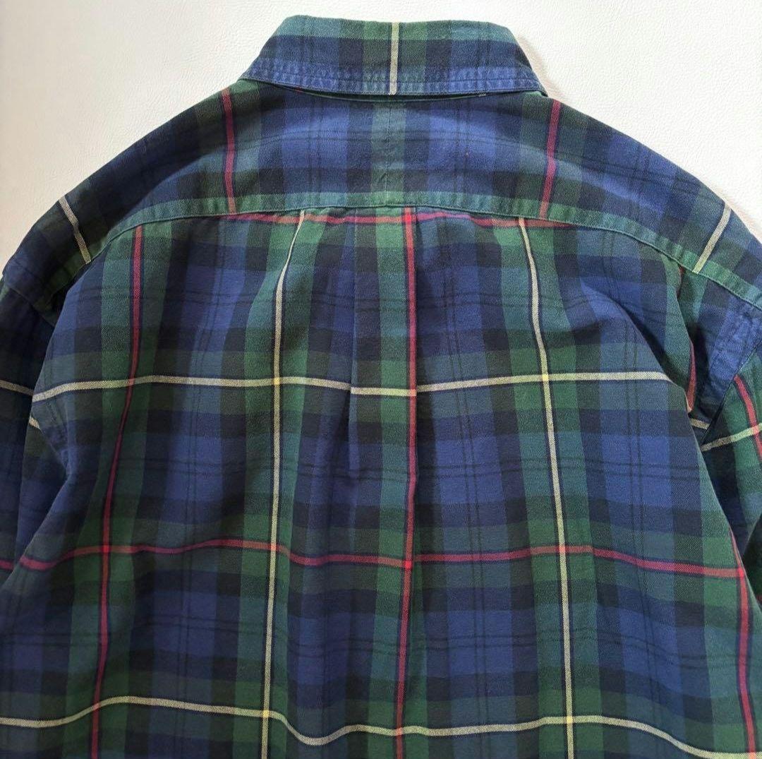 ラルフローレン タータンチェック柄ネルシャツ 長袖 グリーン ポニー