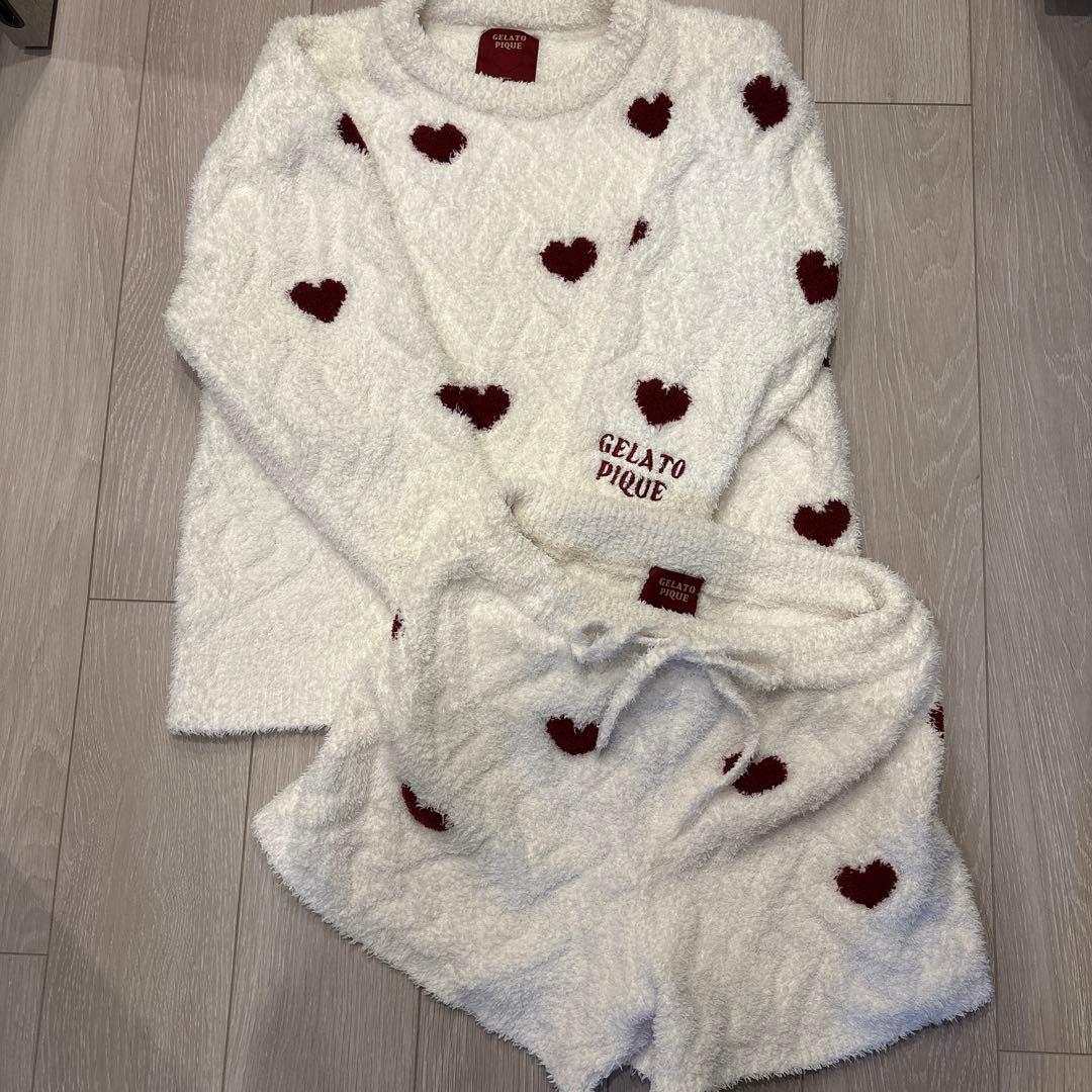 ジェラピケ 【HOLIDAY】ハートアランプルオーバー&ショートパンツSET