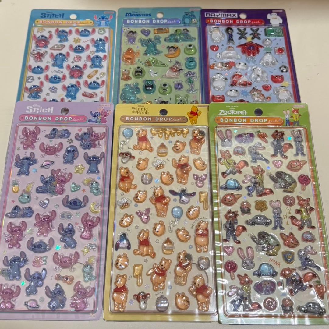 【正規品】 ディズニー ボンボンドロップシール 6点セット