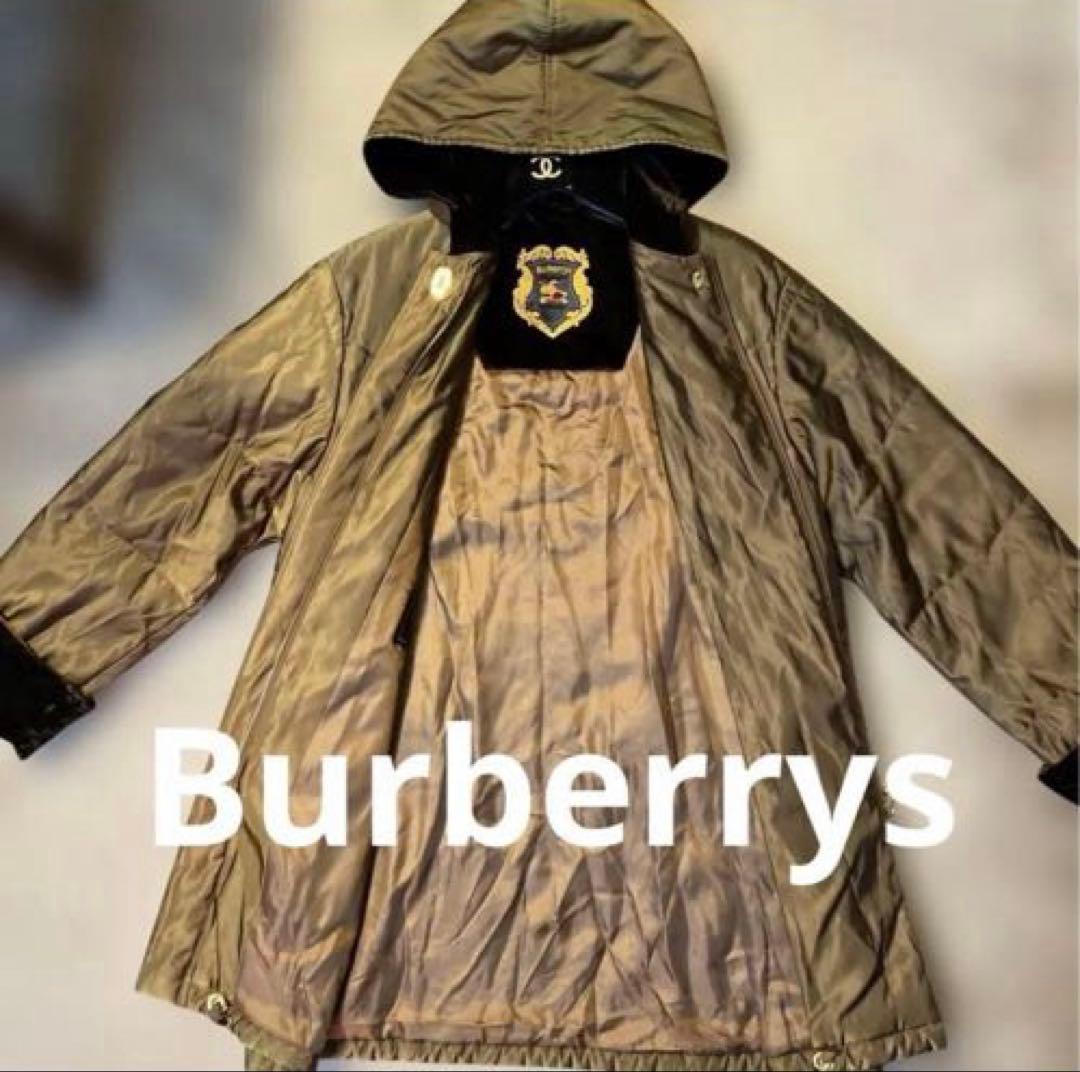 希少 バーバリーズ ベルベット ダウンコート 中綿 玉虫色 光沢