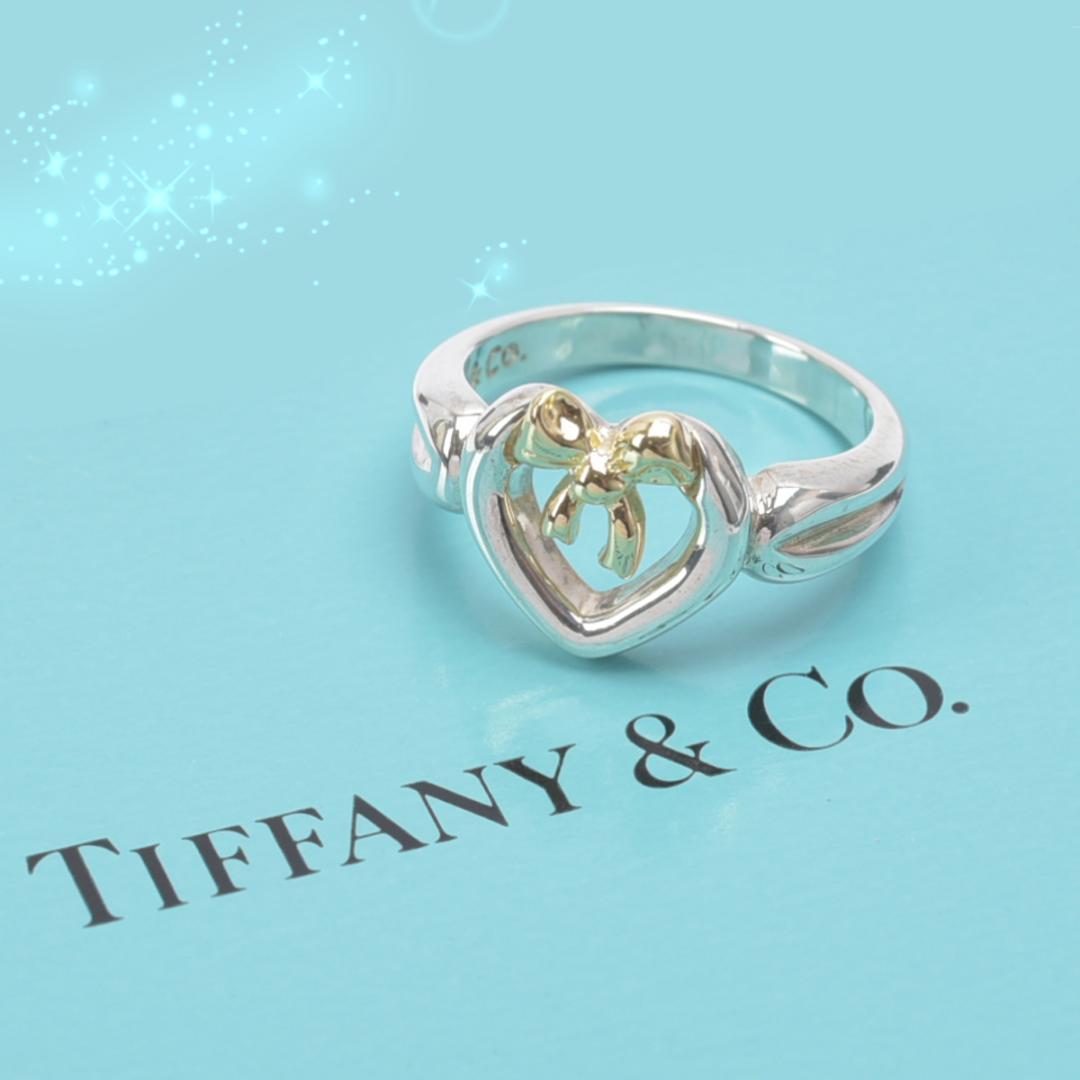 新品仕上げ◇ティファニー ハートリボン リング 7号 K18 SV925 750