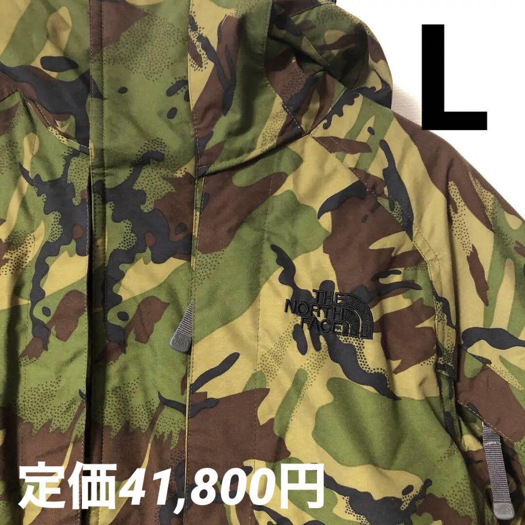 ノースフェイス迷彩カモ柄 L中綿スノーボードウェアマウンテンジャケットダウン