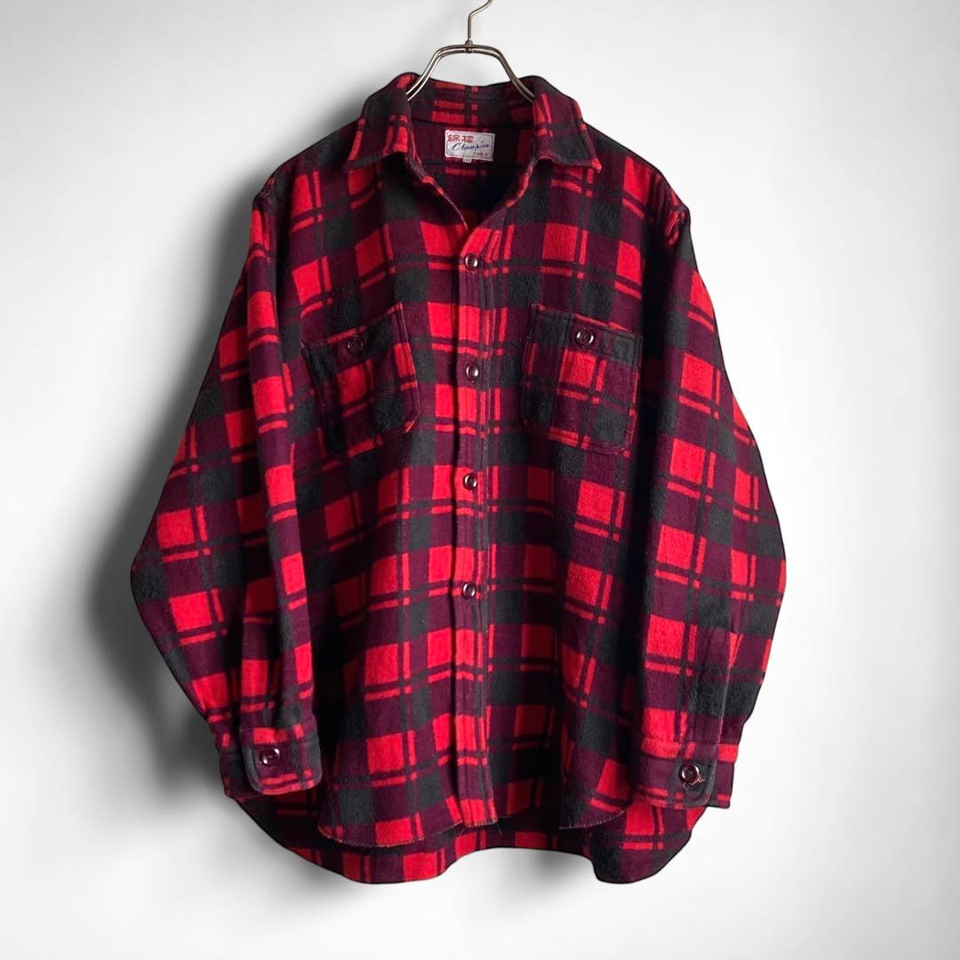 60s Champion マチ付き コットン ヘビーネルシャツ L 中国製 - メルカリ