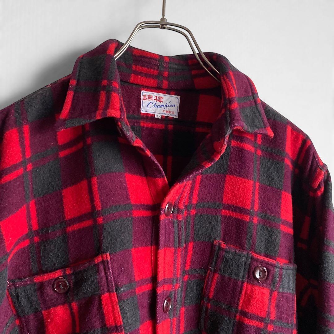 60s Champion マチ付き コットン ヘビーネルシャツ L 中国製 - メルカリ