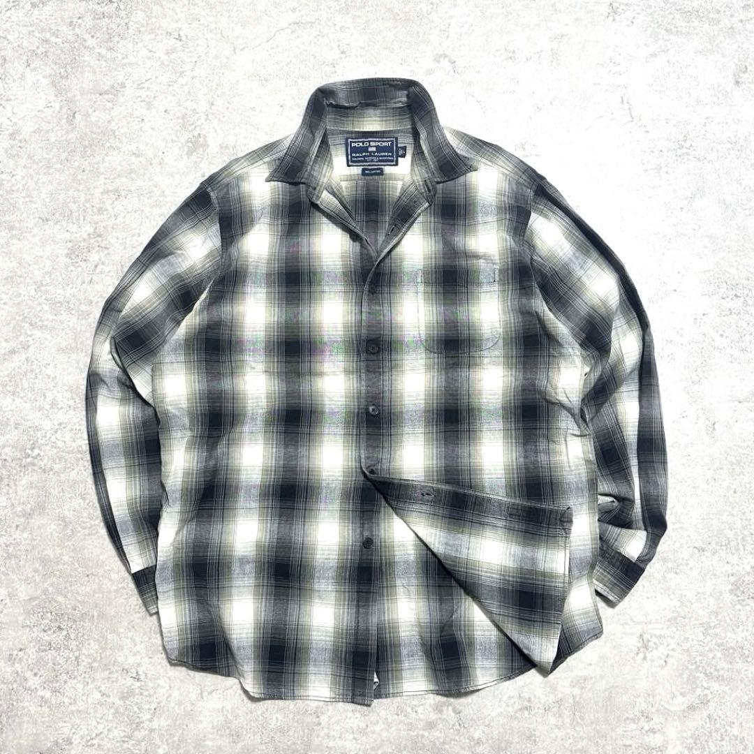 90s POLO SPORT ポロスポーツ オンブレチェックシャツ ブラック
