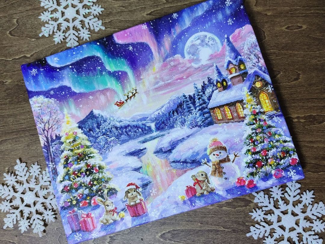 ♡*)様 【Christmas Party】アクリル画 F3 風景画 絵画｜christmas