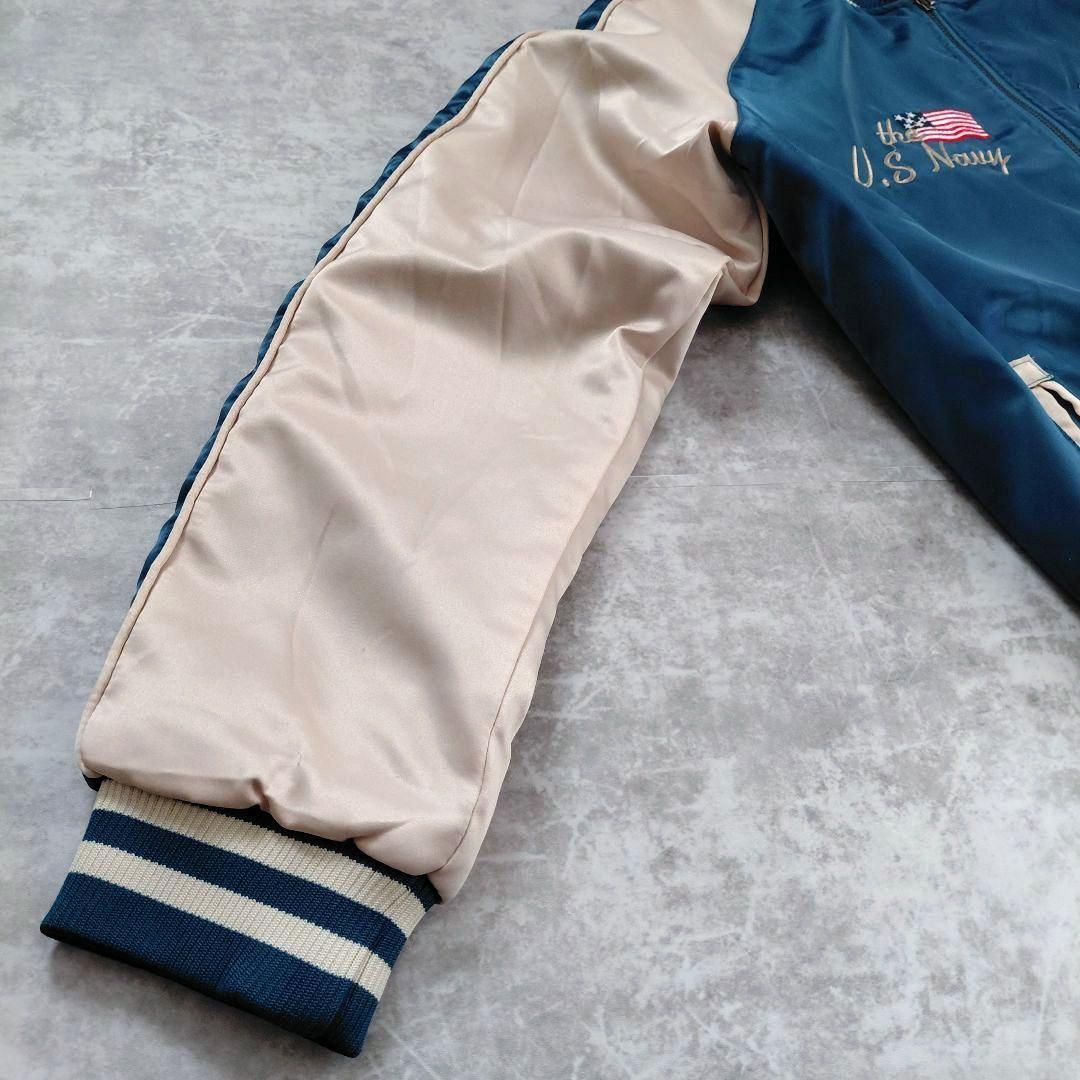 U.S.Navy 刺繍 スカジャン リバーシブル L SEA BEES 鶴