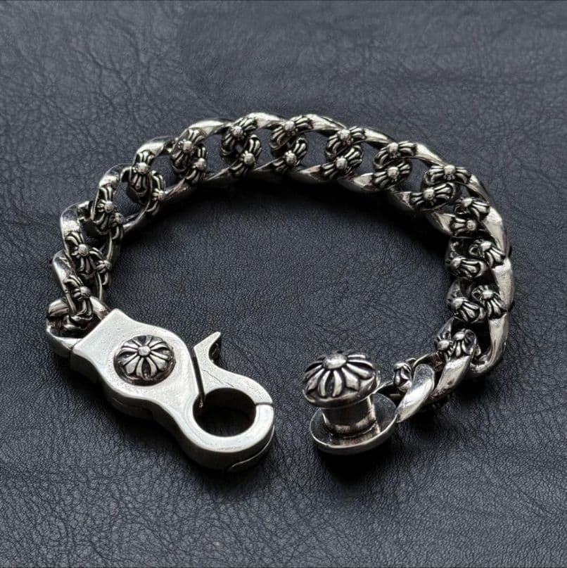 シルバー925刻印あり ファンシーリンク チェーン シルバーブレスレット