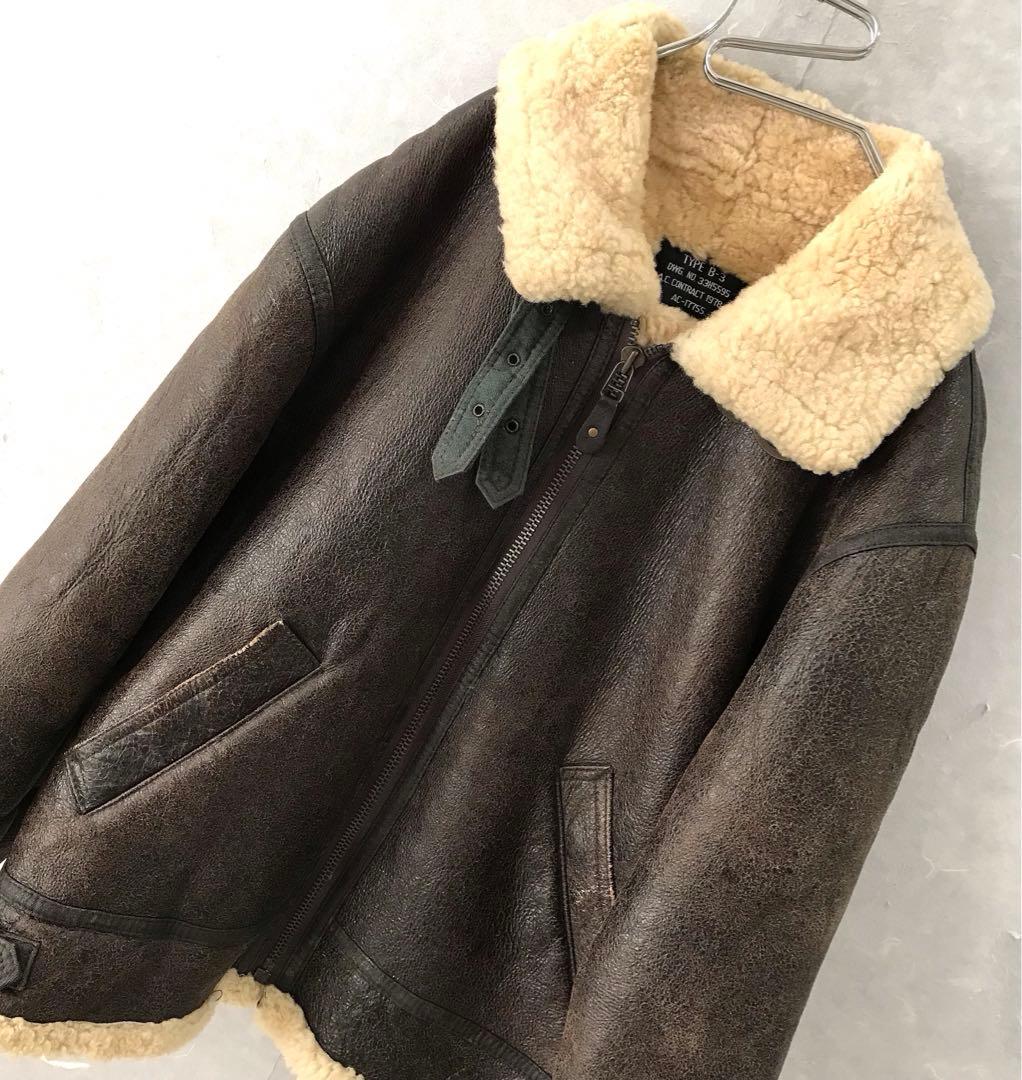 90s 本革 B-3 リアルムートン フライトジャケット シープスキン 42
