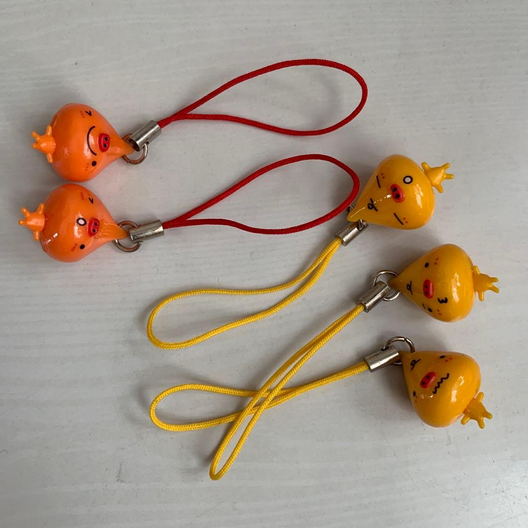 平成レトロ　雫型　ユニークなお顔のストラップ　新品未使用品