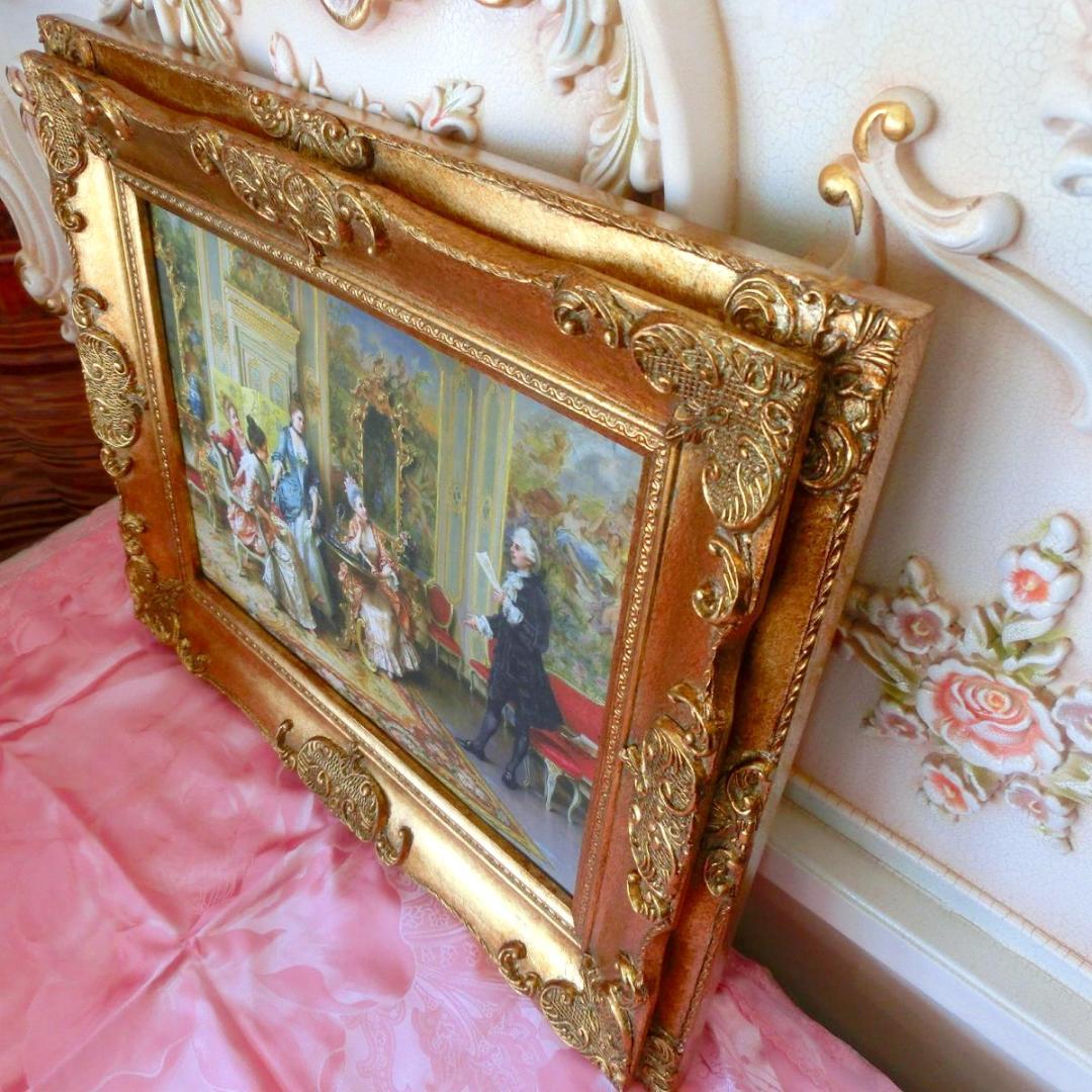 ロココ額絵 中世ヨーロッパ貴族 ゴールド 2種よりお選び下さい。C・D