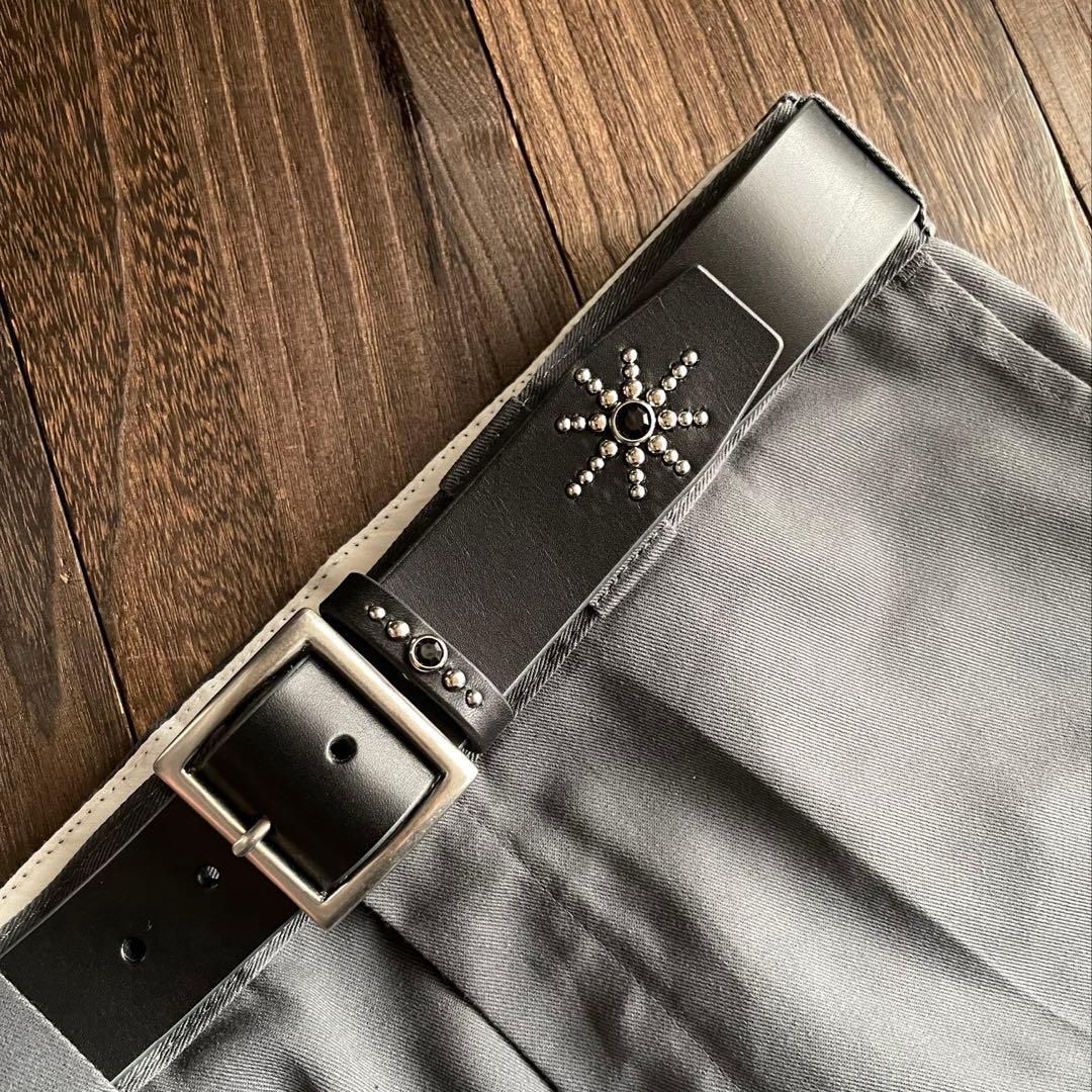 スタッズギャリソンベルト　牛ヌメ　シルバー　38mm HTC CALEE