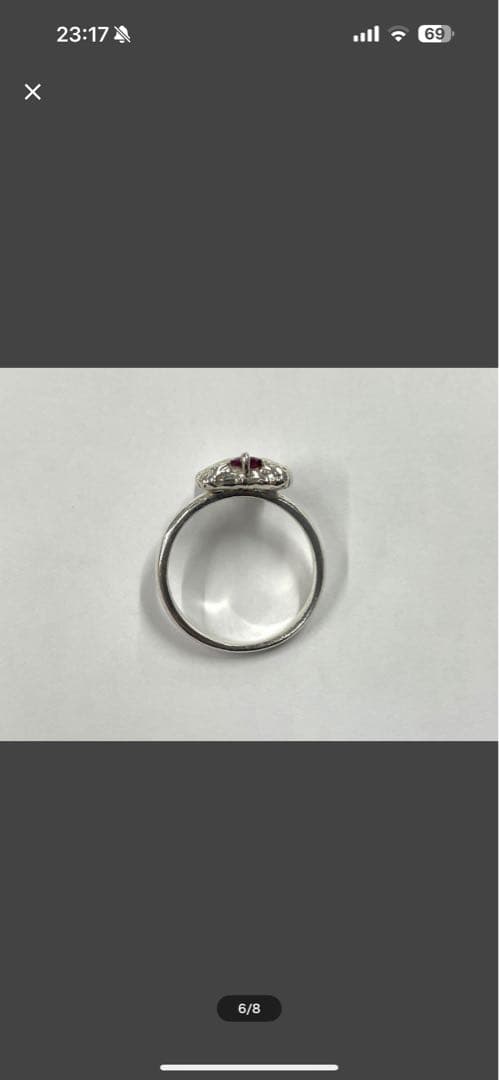 即購入⭕️✨☪️わちふぃーるどダヤン赤石付きシルバーリングサイズ