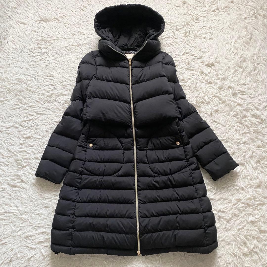 極美品■ヘルノ　レイヤード　ダウンコート　ジャケット　ブラック　フード付　40