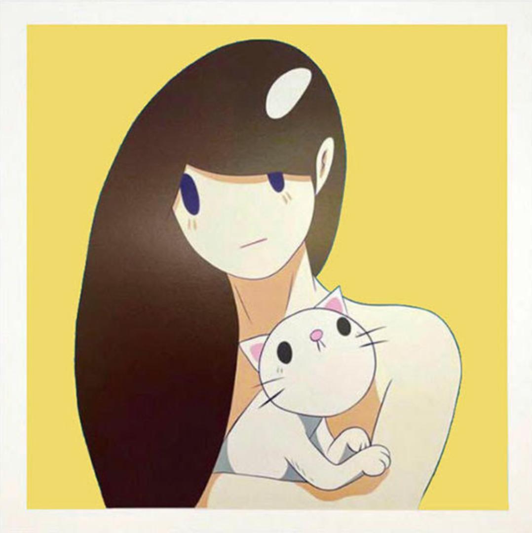 天野タケル Venus and Cat シルクスクリーン 黄色 - メルカリ