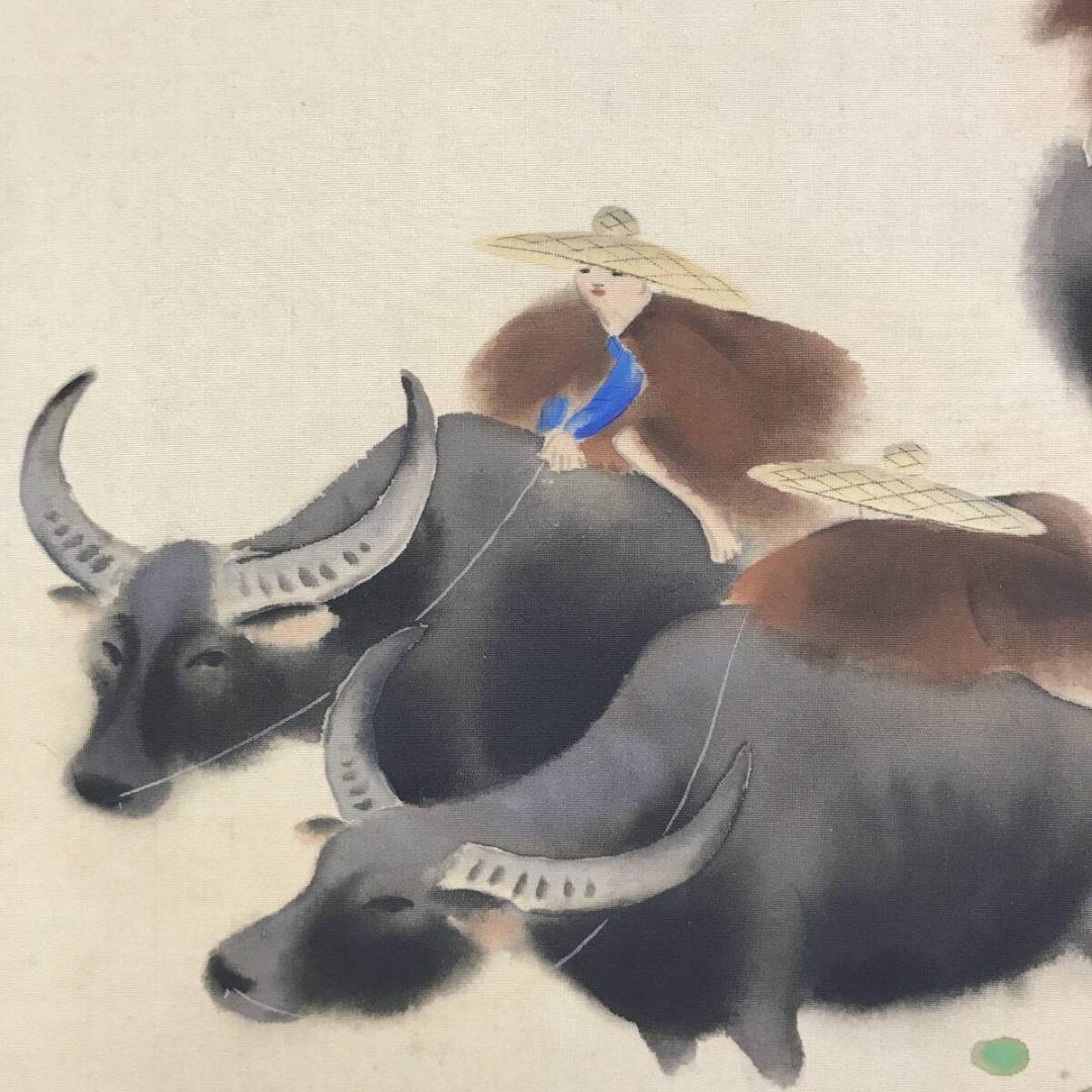 真作/長野草風/牧童図/水牛図/横物/花鳥図/掛軸☆宝船☆AK-426 - メルカリ