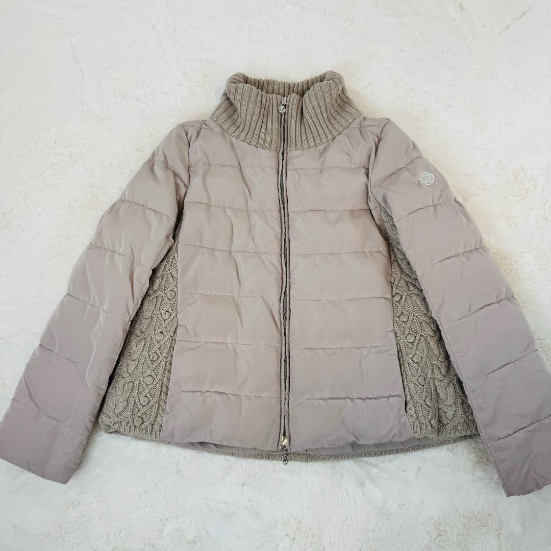 INGEBORG　アラン編ニットコンビジャケット　ダウンコートジャケット　ロゴ