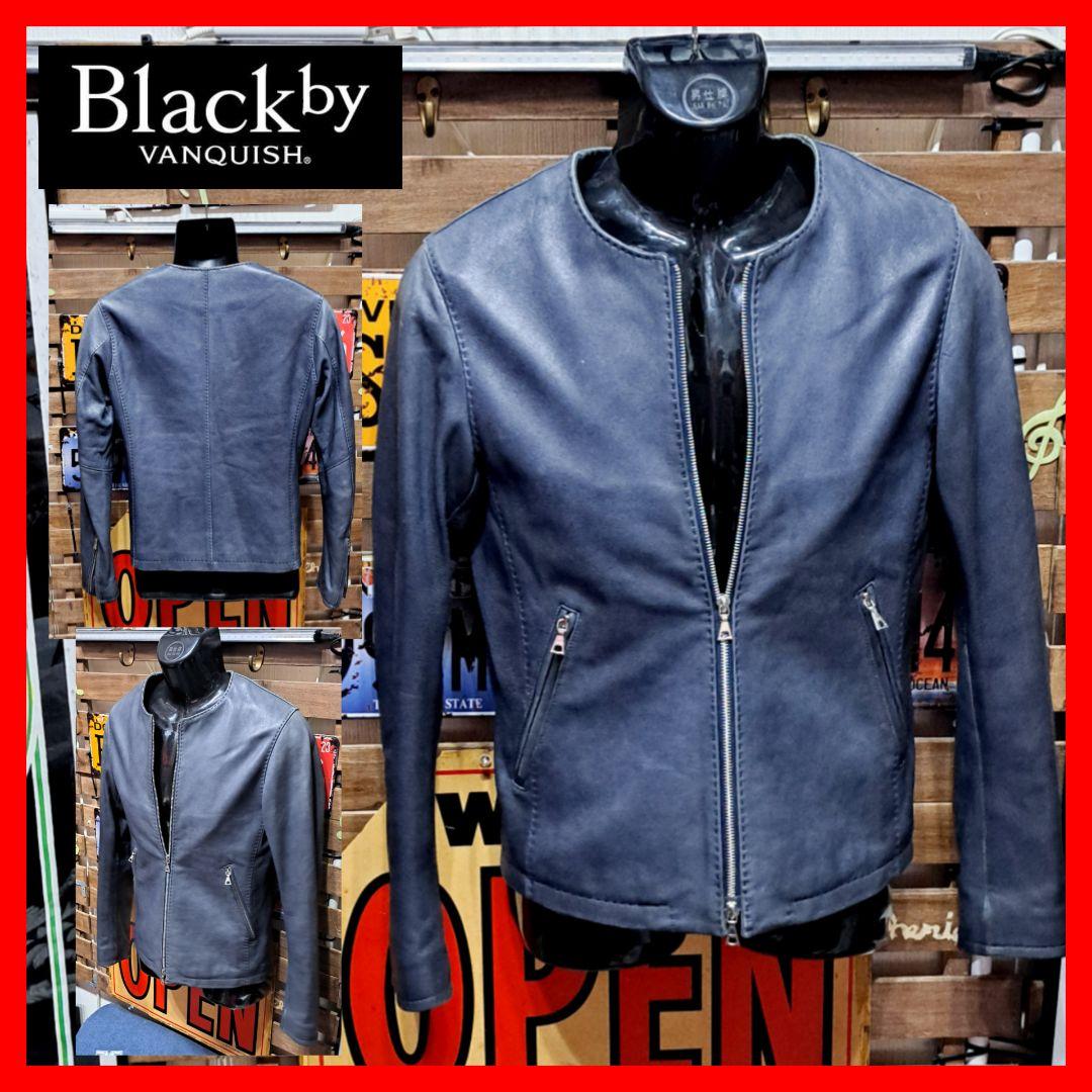 定価4.2万　Black by VANQUISH　ラムレザーライダースジャケット VANQUISH（ヴァンキッシュ） 革ジャン ライダース カウレザー シングル